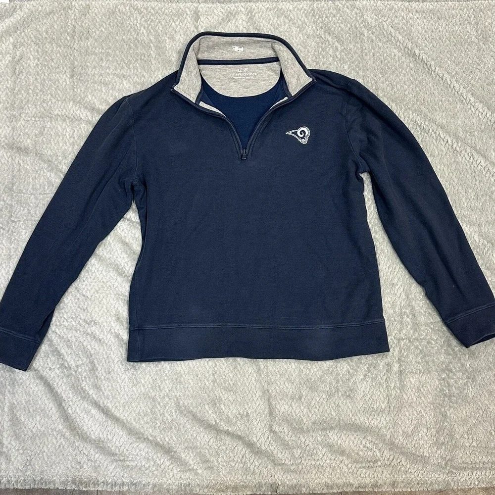 Los Angeles Rams Sweater Mens Large‎ Gray Vineyard Vines 1/4 Zip Pullover Pima